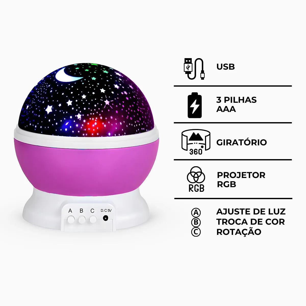 Luminária 360º Galaxy Projetor Kasina