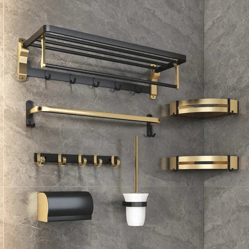 Acessórios Kit Premium Para Banheiro Black e Dourado