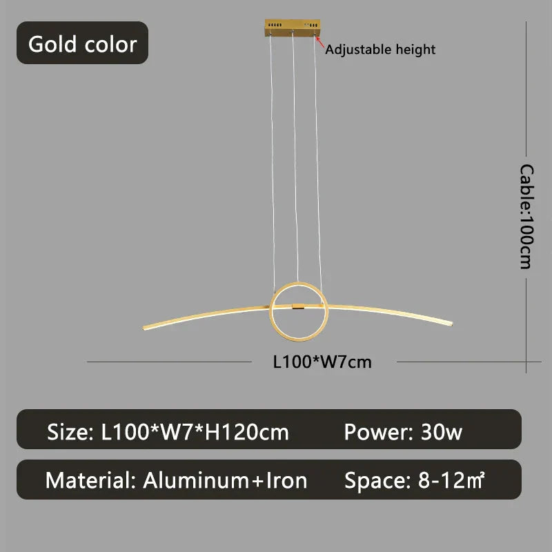 LuzPend 100CM Luminária Pendente LED Moderna Inteligente para Sala