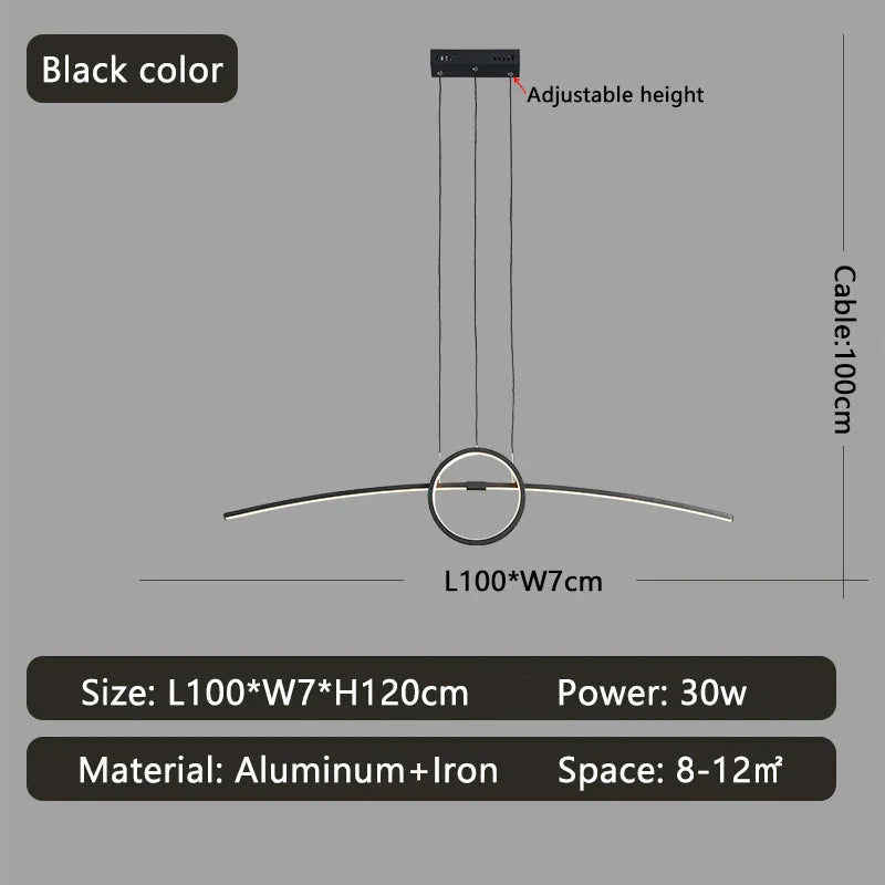 LuzPend 100CM Luminária Pendente LED Moderna Inteligente para Sala